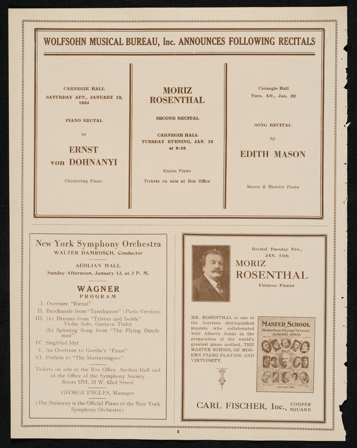 Benefit: Music and Art Lovers' Club, January 8, 1924, program page 8