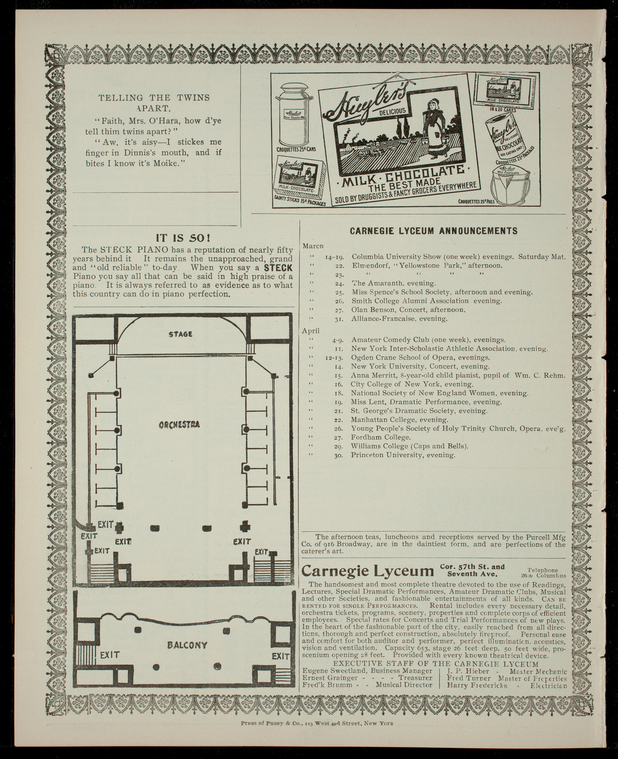 Columbia Varsity Show 1904, March 19, 1904, program page 4