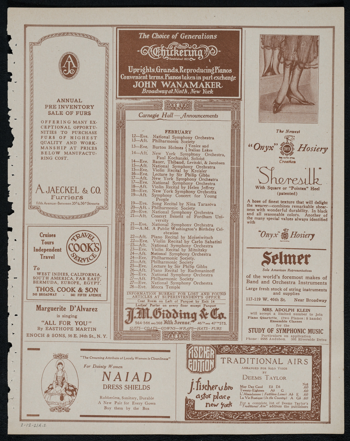 Mabel Garrison, Soprano, February 12, 1921, program page 3