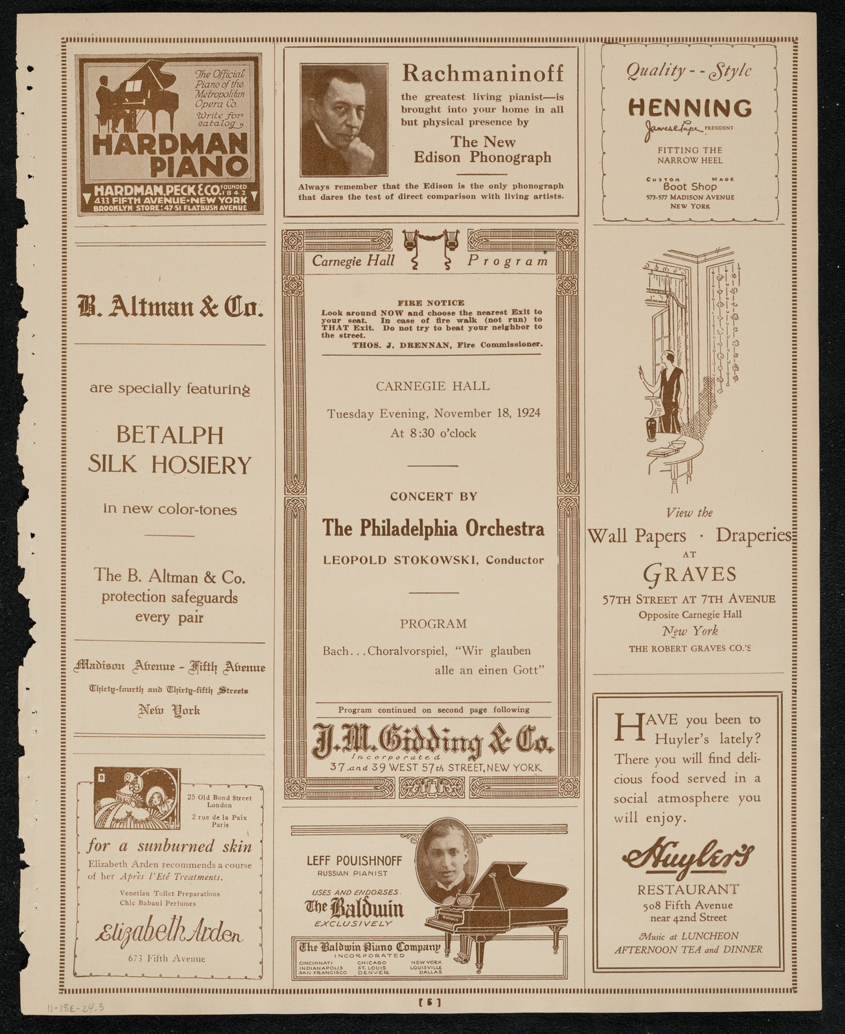 Philadelphia Orchestra, November 18, 1924, program page 5