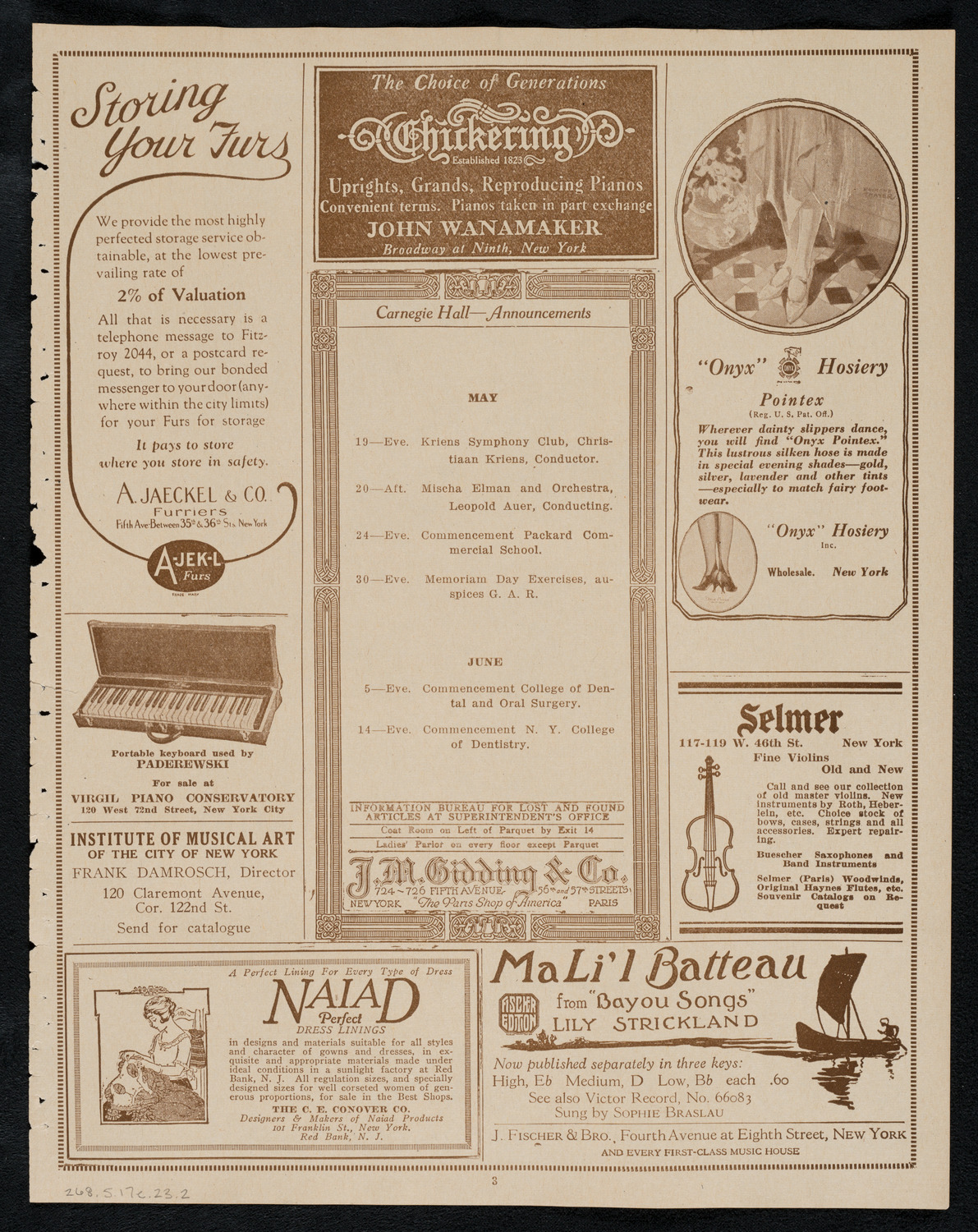 Graduation: Columbia University College of Pharmacy of the City of New York, May 17, 1923, program page 3