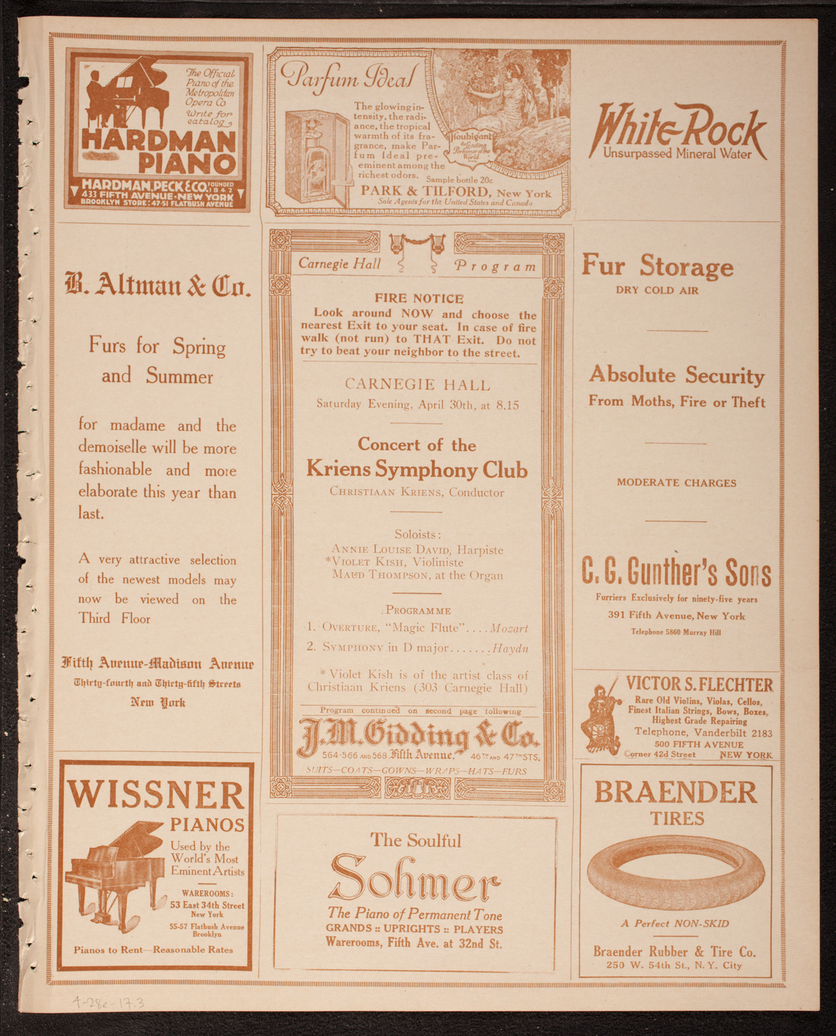 Kriens Symphony Club, April 28, 1917, program page 5