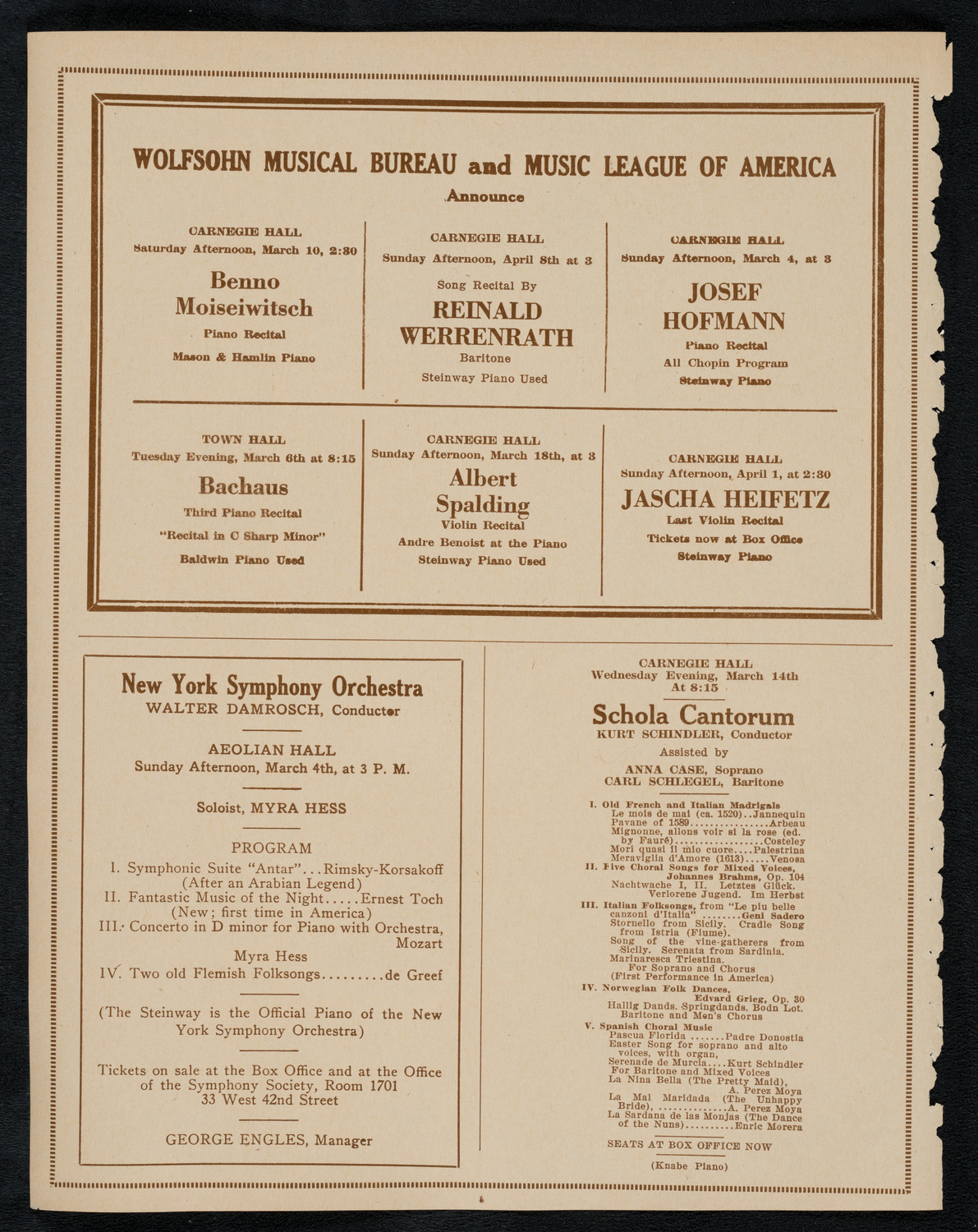 New York Symphony Orchestra, March 1, 1923, program page 8