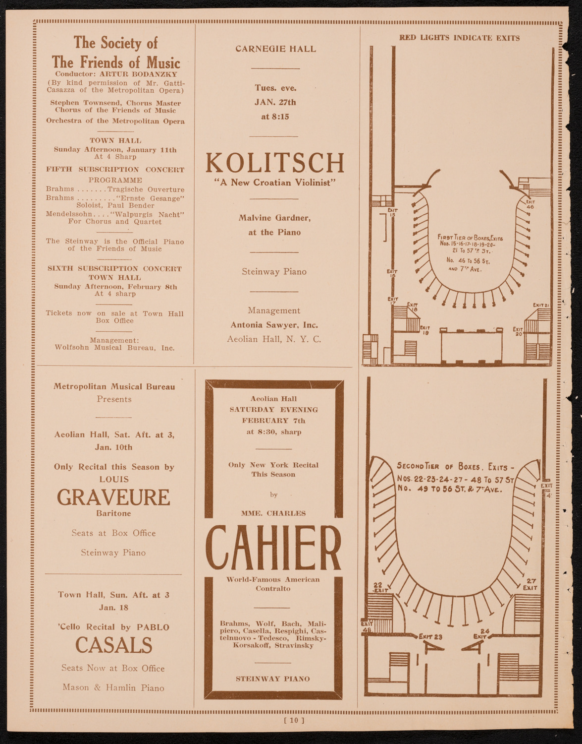 New York Philharmonic, January 10, 1925, program page 10