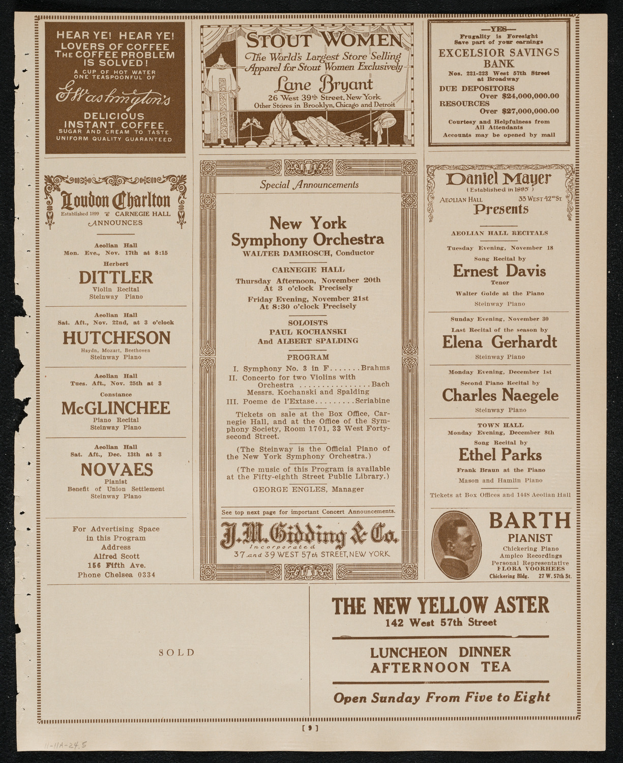 State Symphony Orchestra of New York, November 11, 1924, program page 9