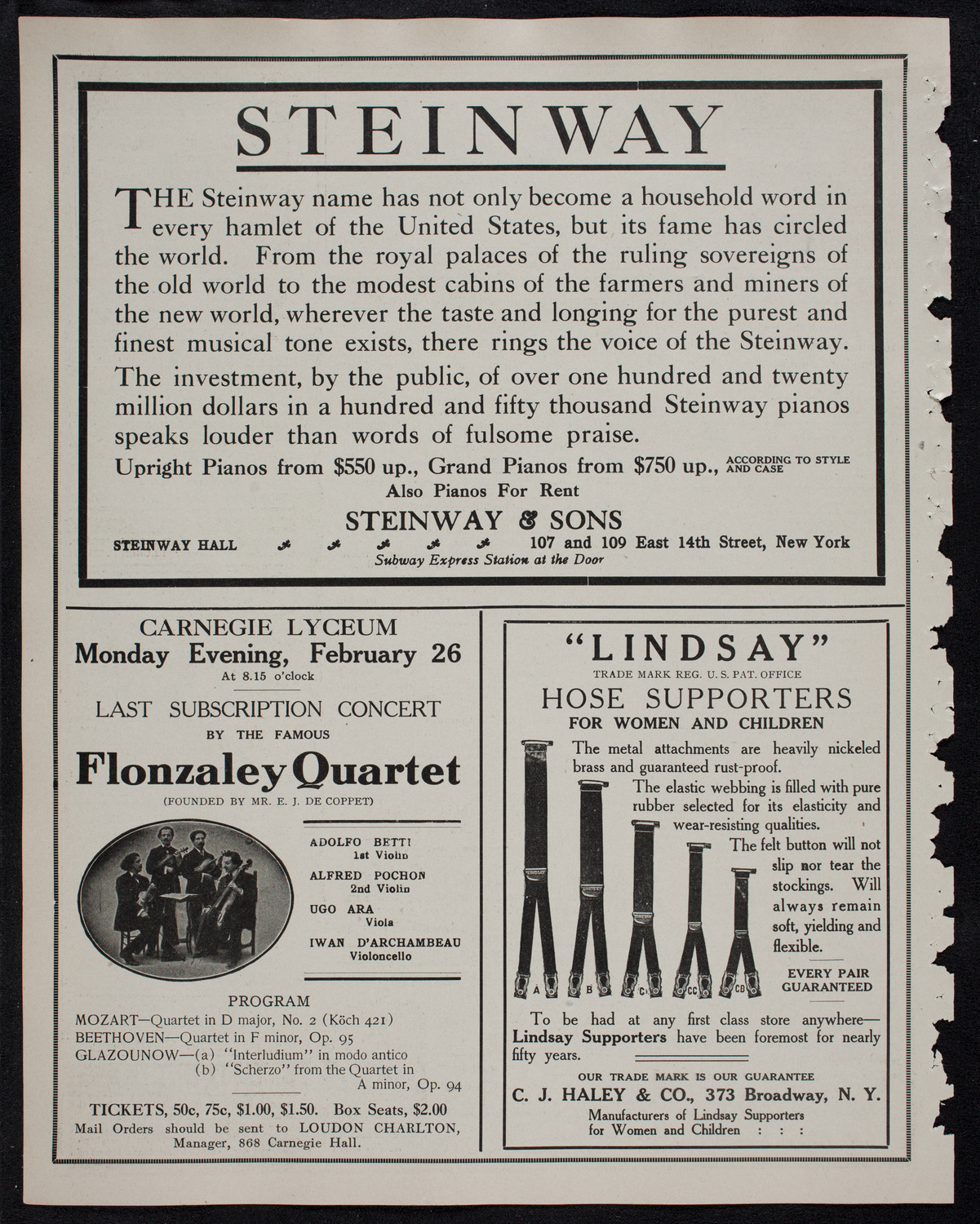 Karl Jörn, Tenor, February 13, 1912, program page 4