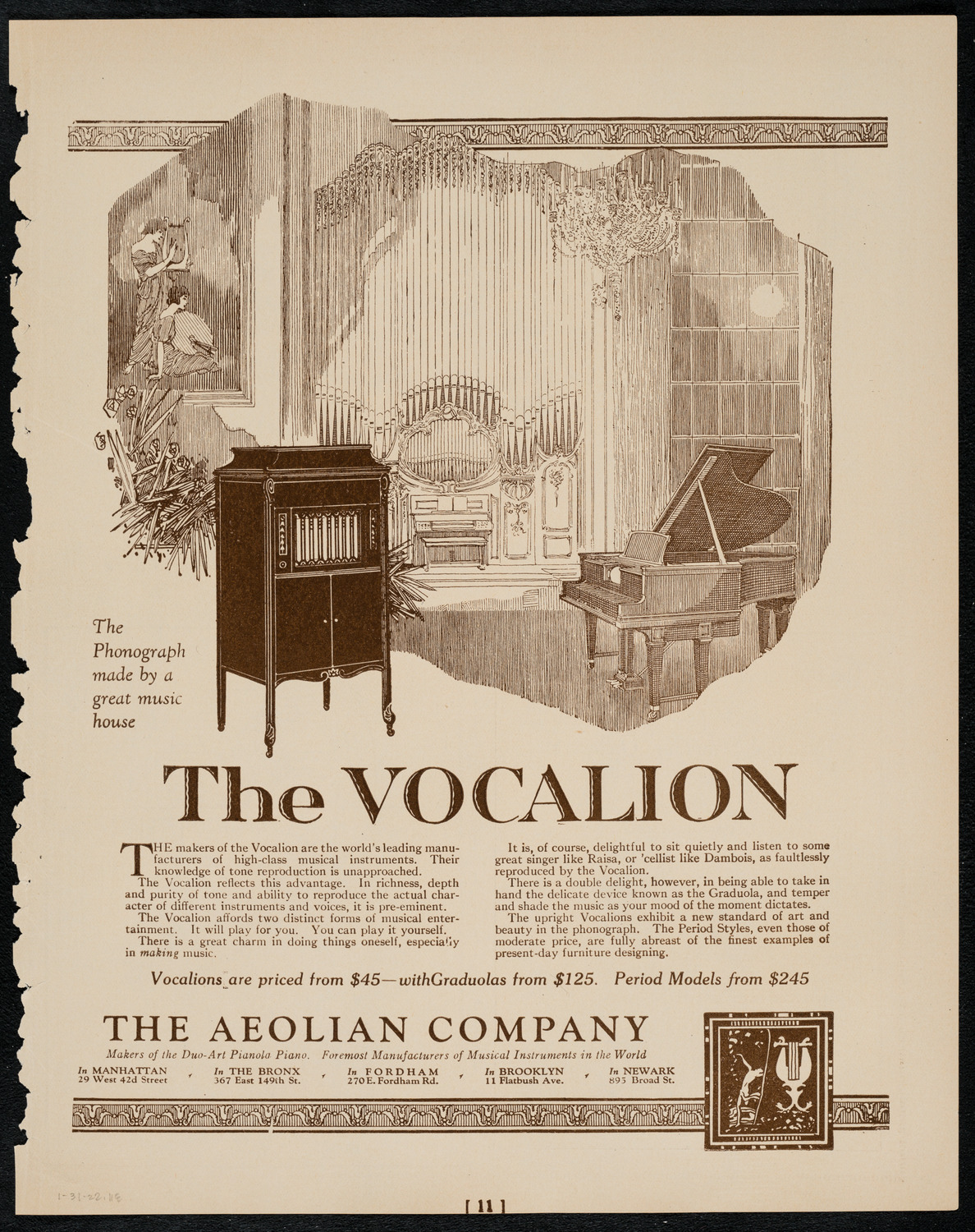 Frances Alda, Soprano, January 31, 1922, program page 11