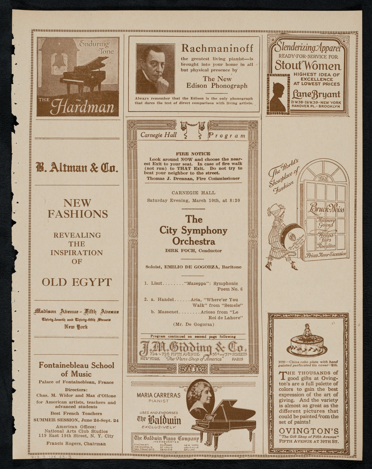 City Symphony Orchestra, March 10, 1923, program page 5