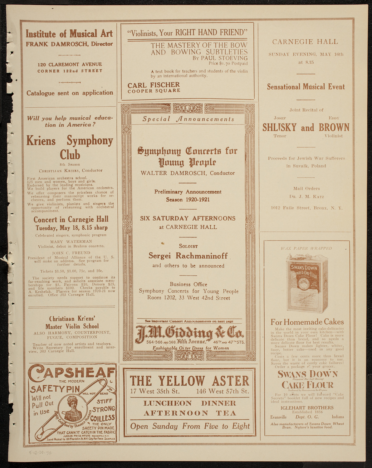 Isadora Duncan Dancers, May 12, 1920, program page 9
