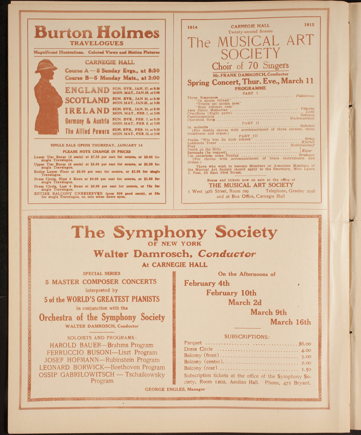 Elena Gerhardt, Soprano, January 16, 1915, program page 8