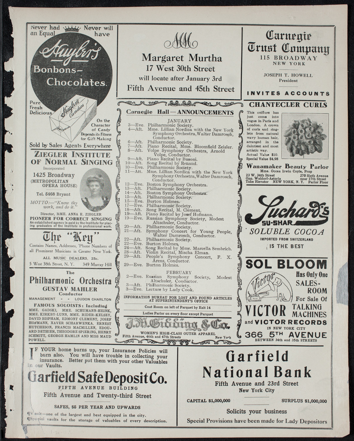 Ben Greet Players with New York Symphony Orchestra, January 2, 1911, program page 3