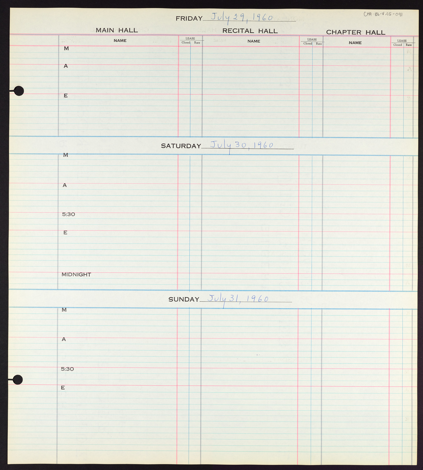 Carnegie Hall Booking Ledger, volume 5, page 91