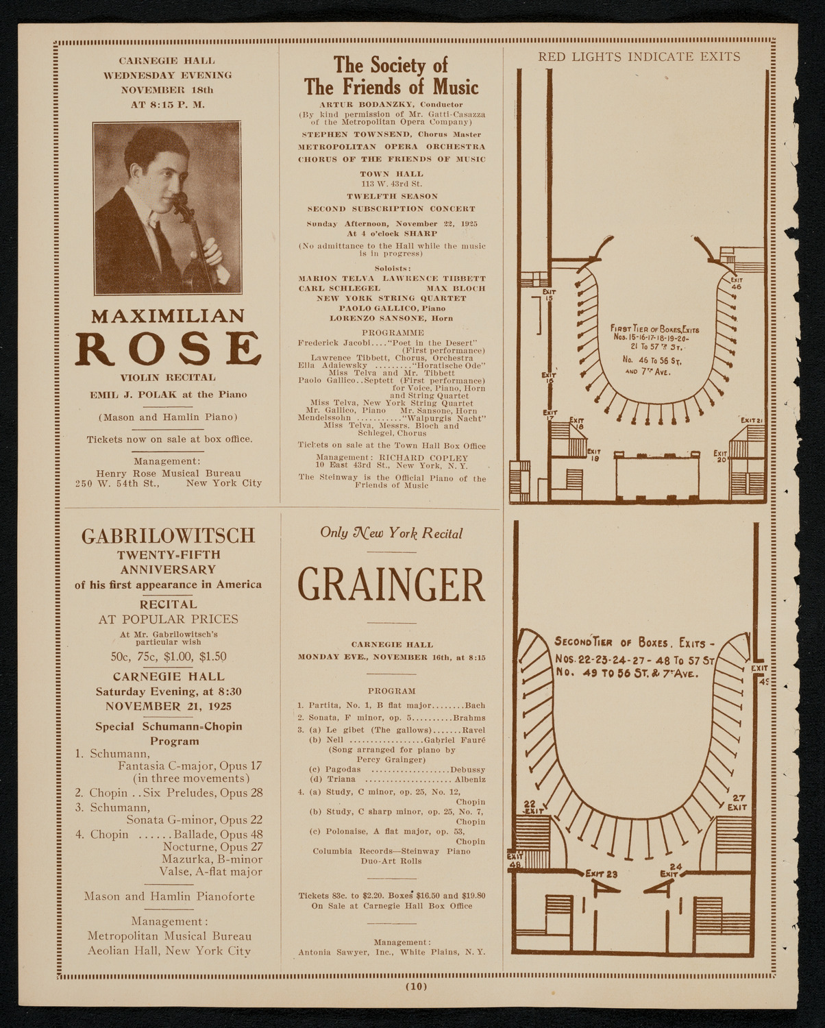 Josef Hofmann, Piano, November 14, 1925, program page 10