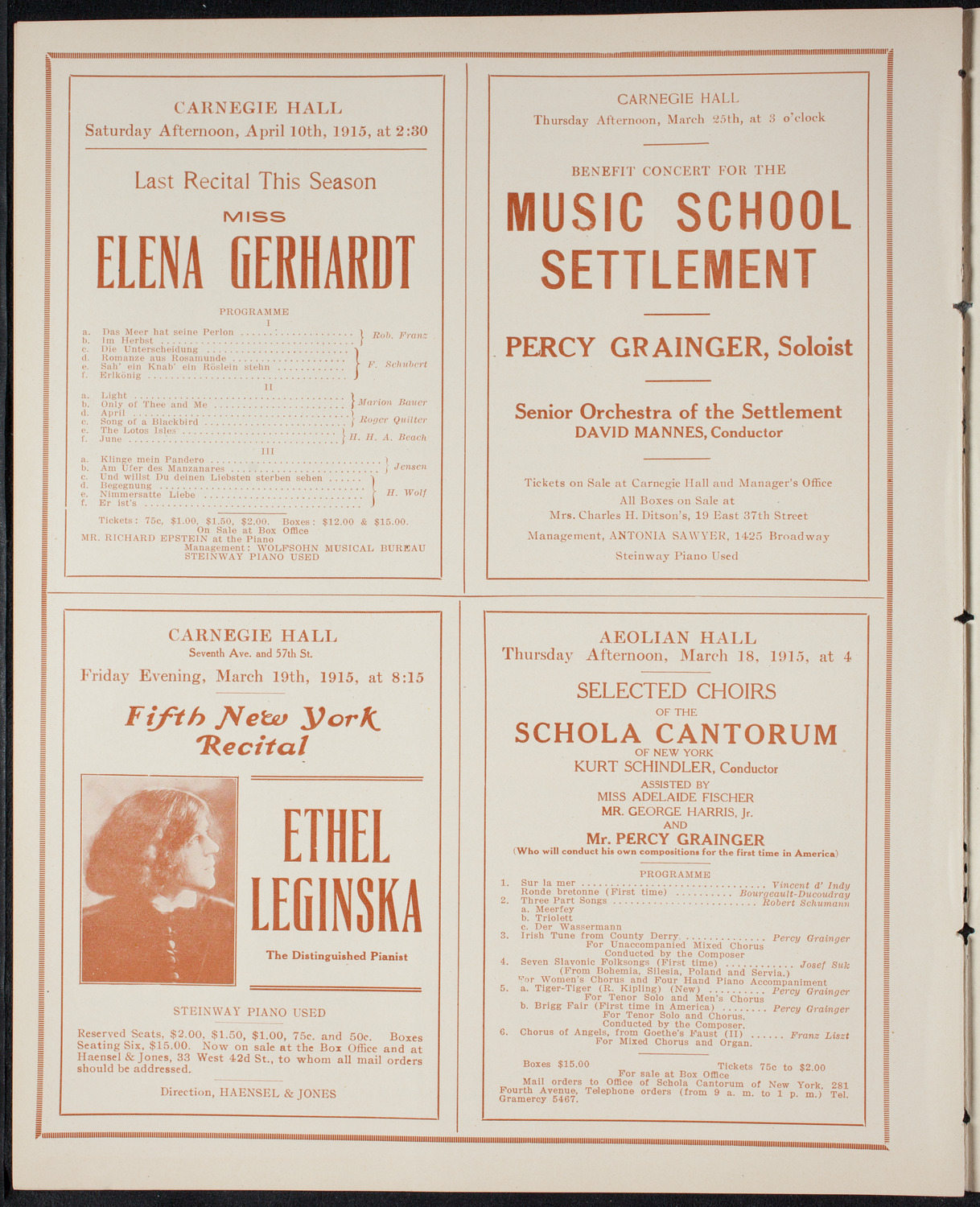 New York Philharmonic, March 12, 1915, program page 10