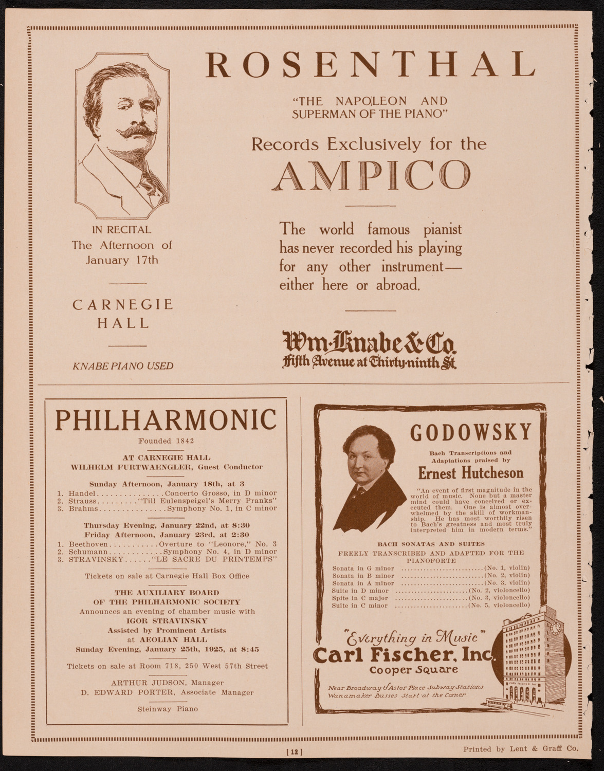 New York Philharmonic, January 15, 1925, program page 12