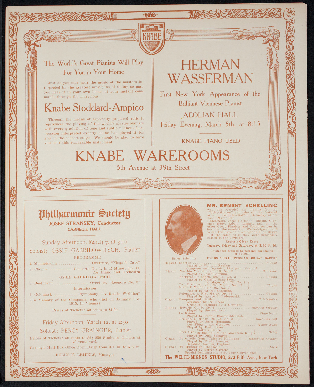 New York Philharmonic, March 4, 1915, program page 12