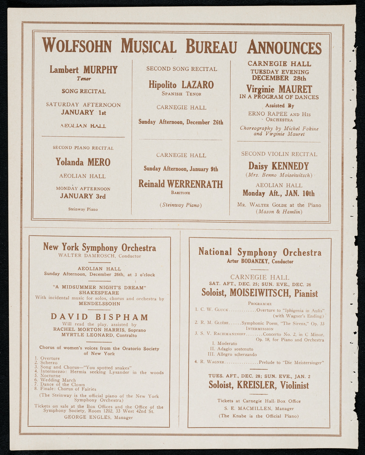 National Symphony Orchestra, December 25, 1920, program page 8