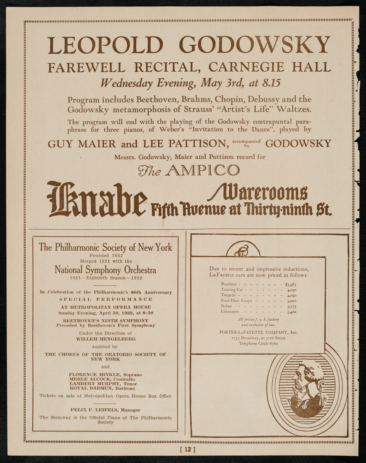 Benefit: St.Andrew's One Cent Coffee Stand Society, April 27, 1922, program page 12