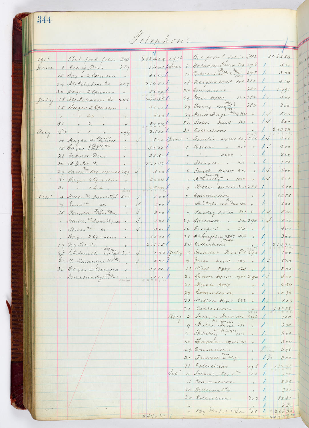 Music Hall Accounting Ledger, volume 4, page 344