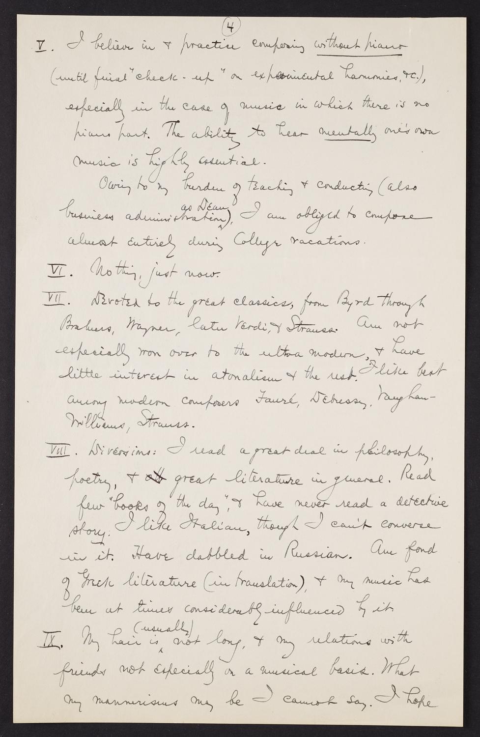Correspondence from David Stanley Smith to David Ewen, page 4 of 5