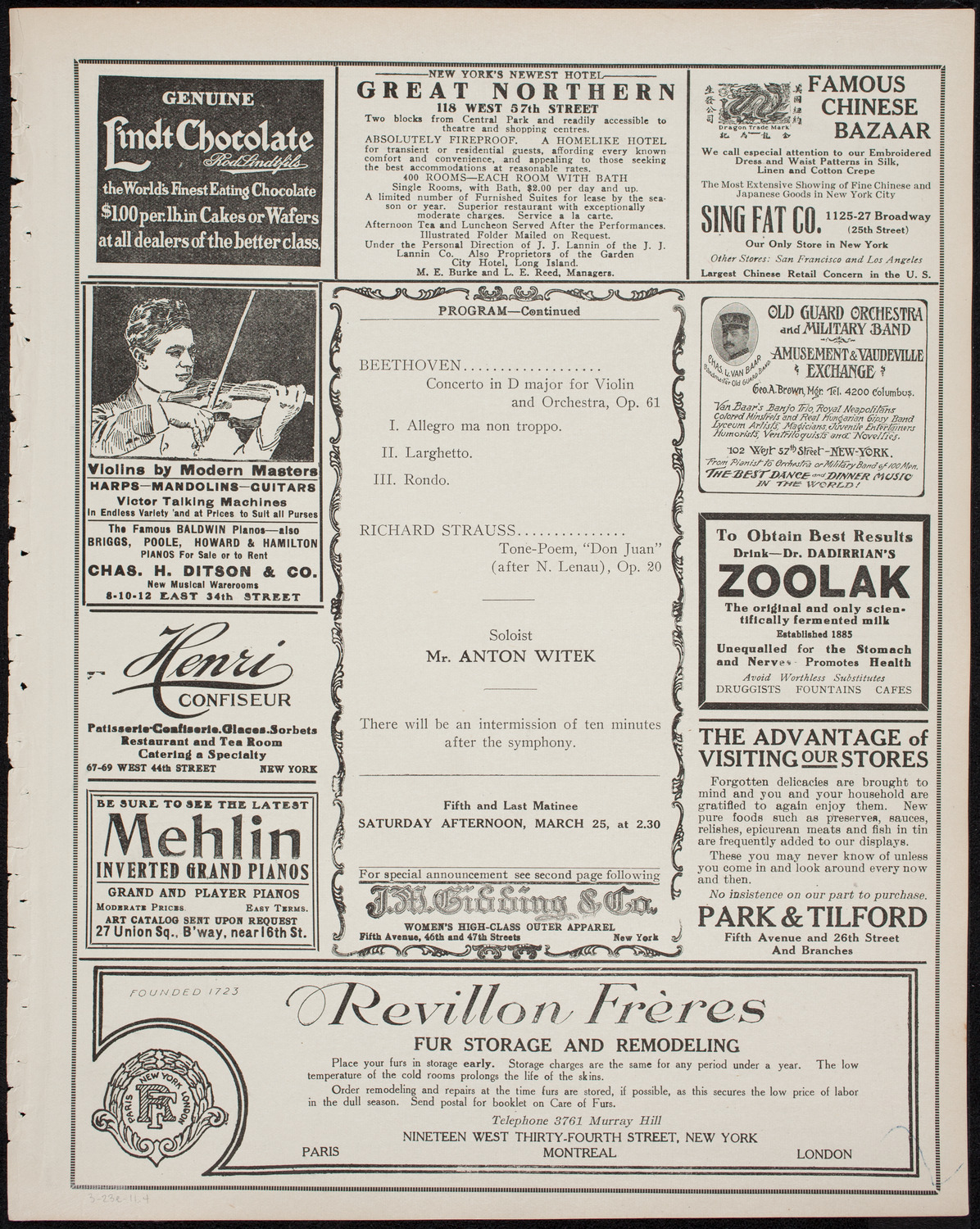 Boston Symphony Orchestra, March 23, 1911, program page 7