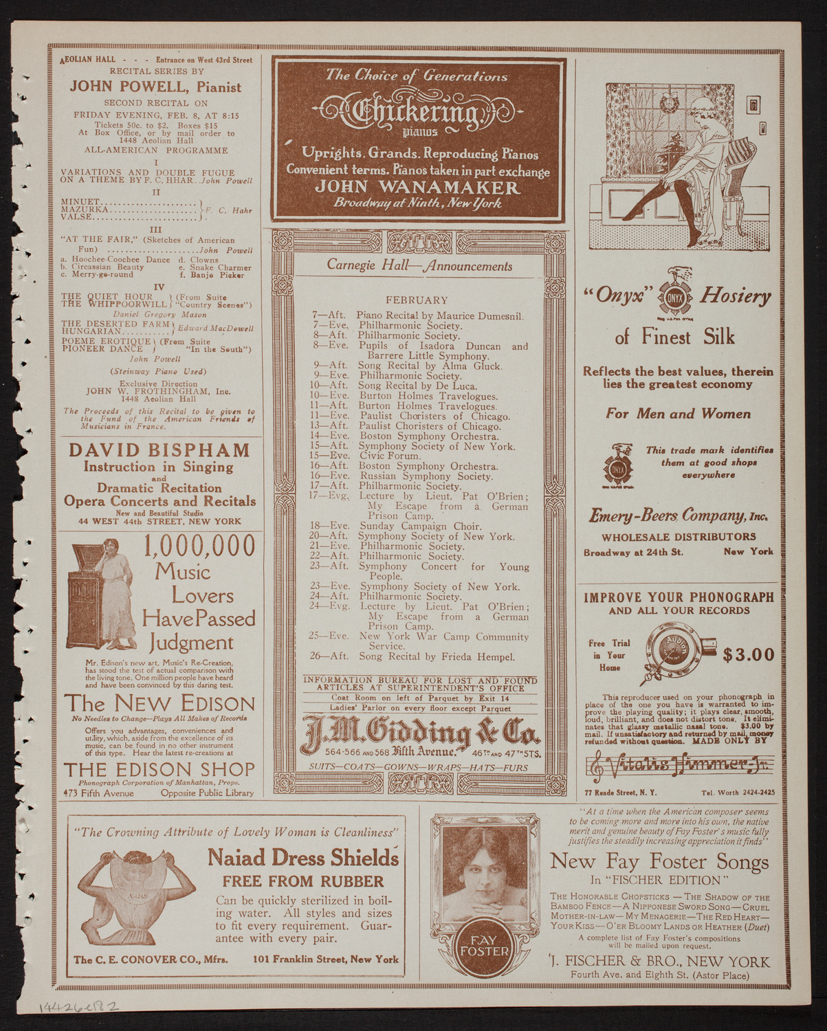 Home Symphony Concert: New York Philharmonic, February 6, 1918, program page 3