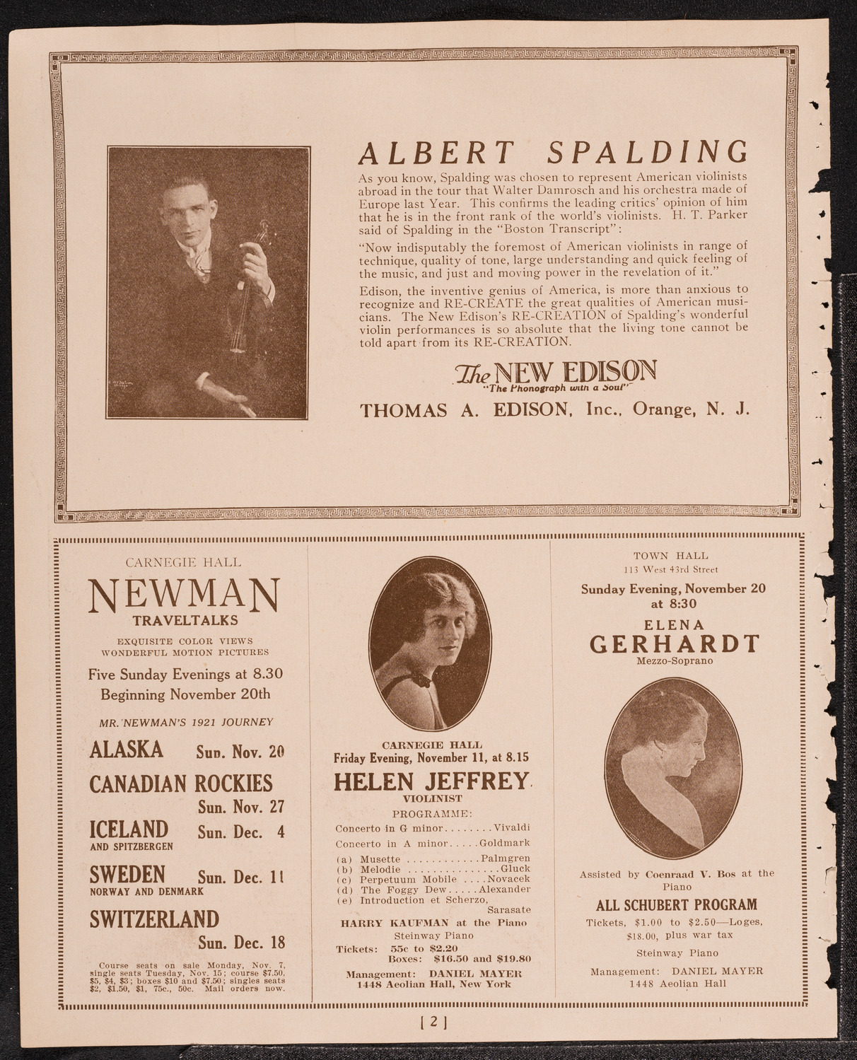 Madeleine MacGuigan, Violin, November 7, 1921, program page 2