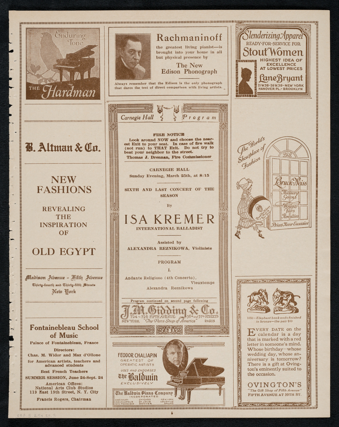 Isa Kremer, Soprano, March 25, 1923, program page 5
