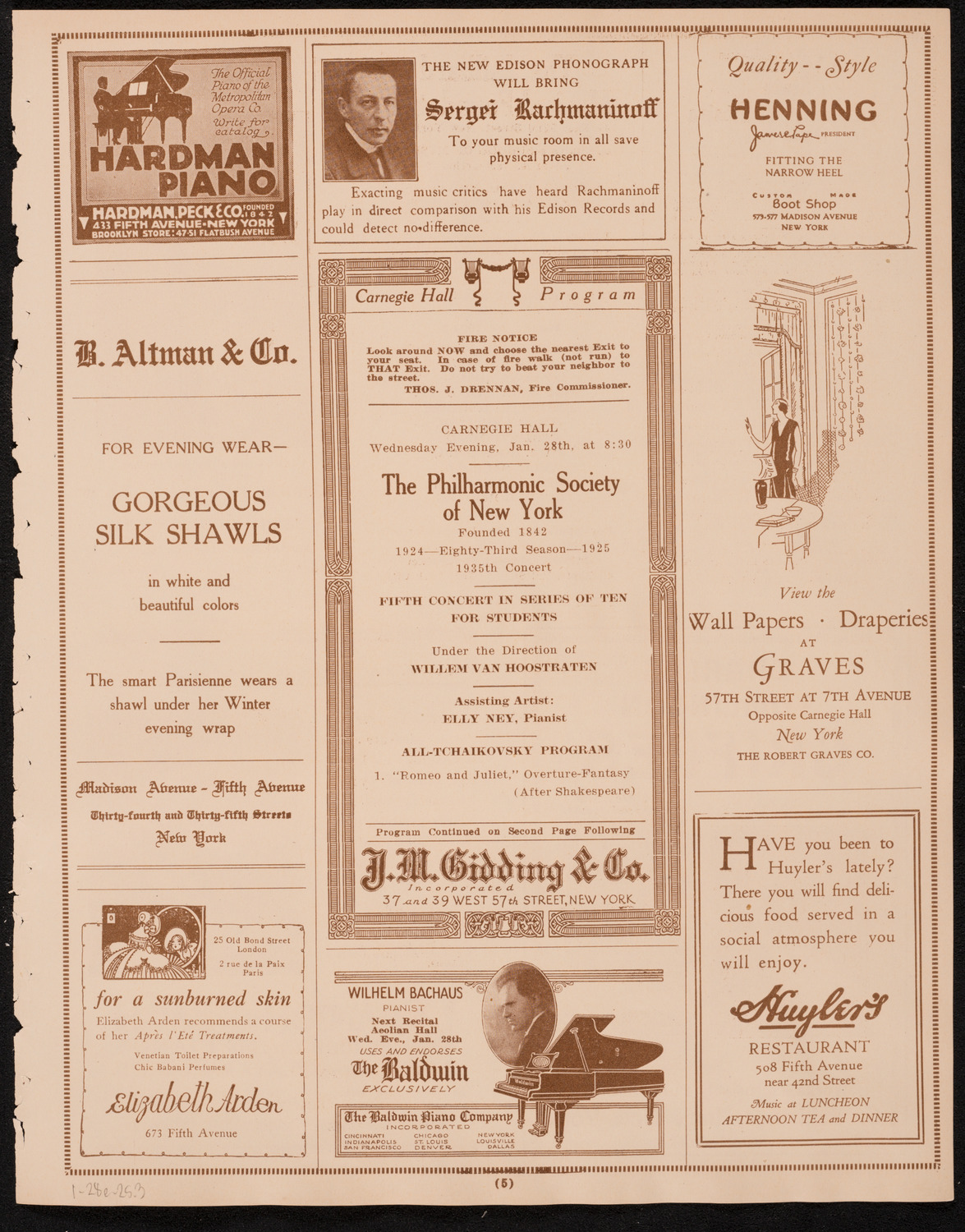 New York Philharmonic Students' Concert, January 28, 1925, program page 5