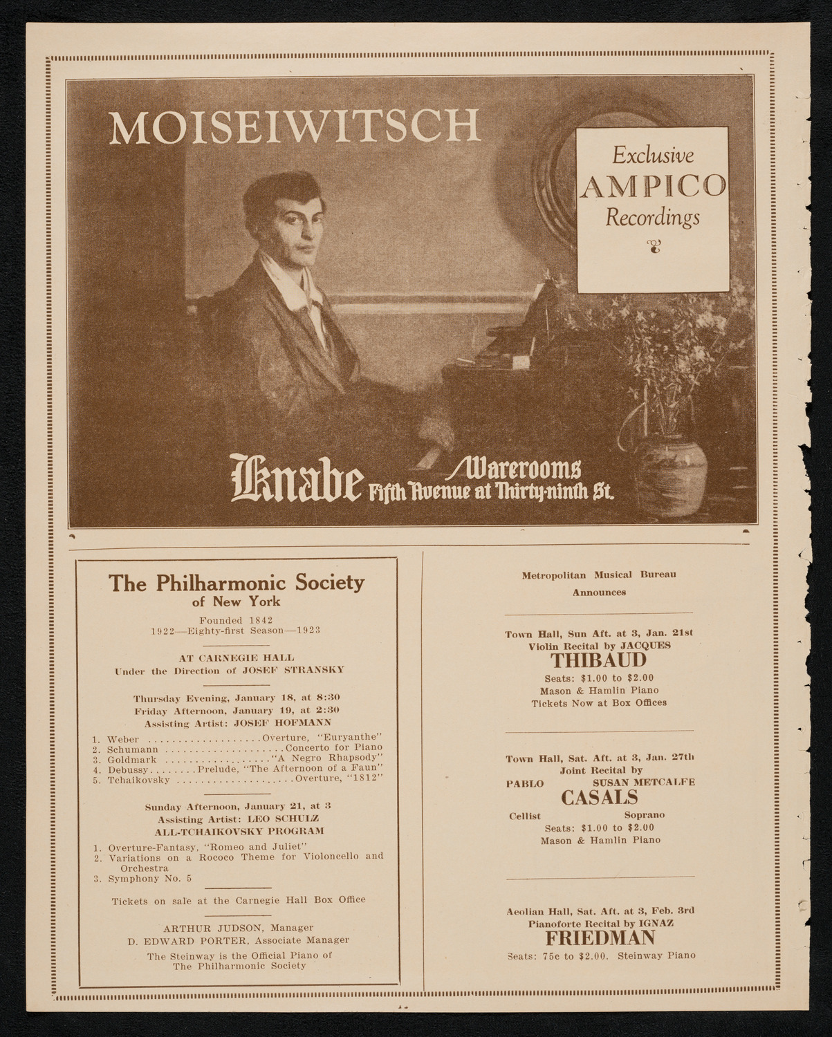 Elena Gerhardt, Soprano, January 16, 1923, program page 12