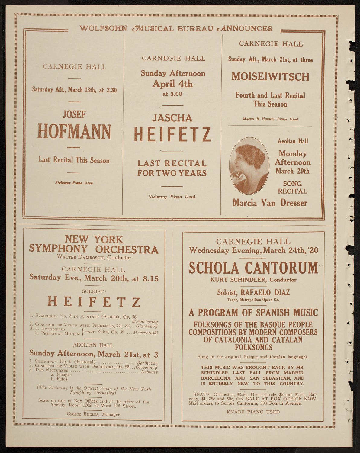 New York Philharmonic, March 12, 1920, program page 8