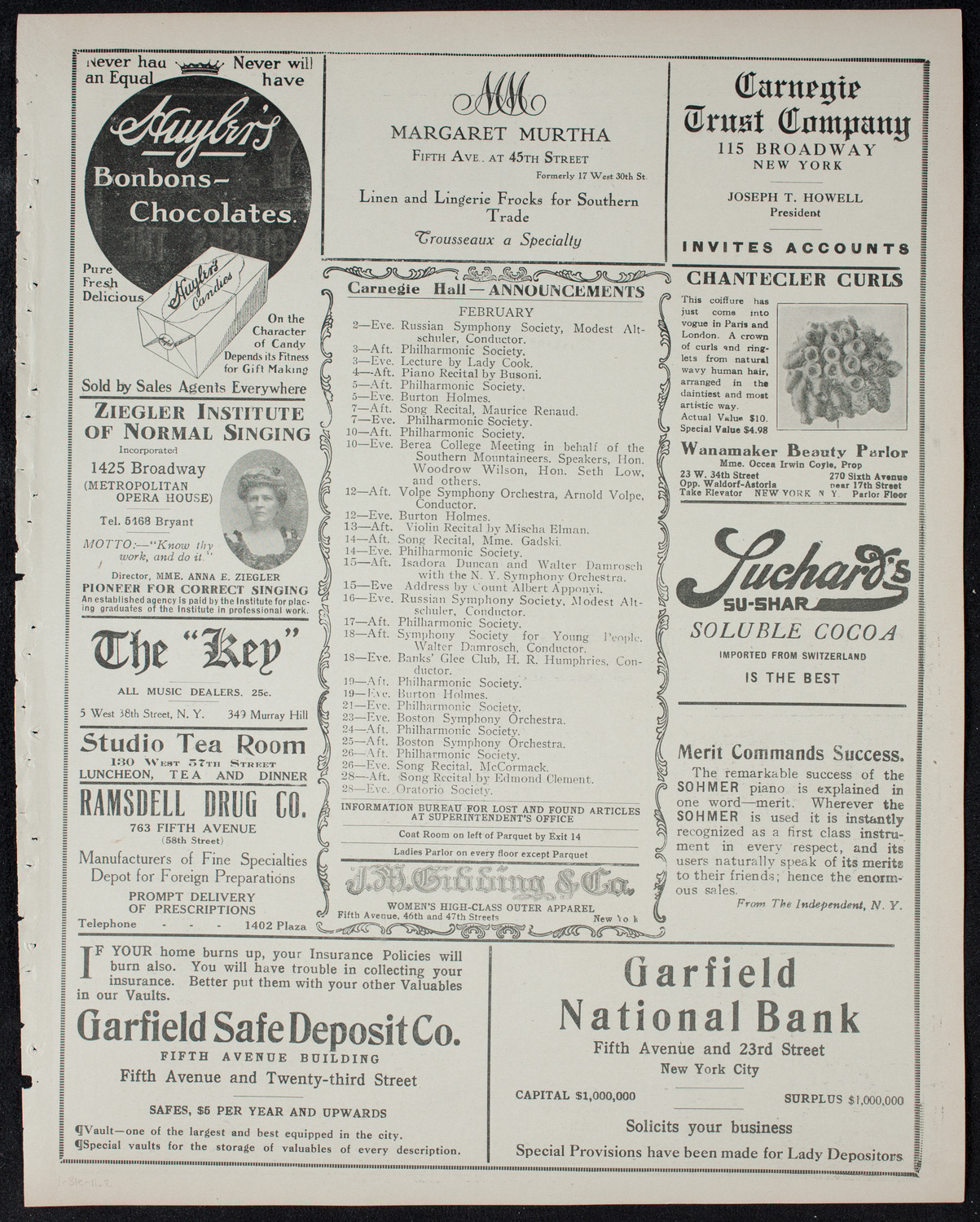 New York Philharmonic, January 31, 1911, program page 3
