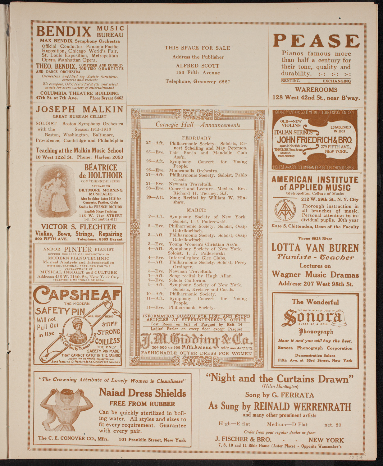 New York Philharmonic, February 24, 1916, program page 3