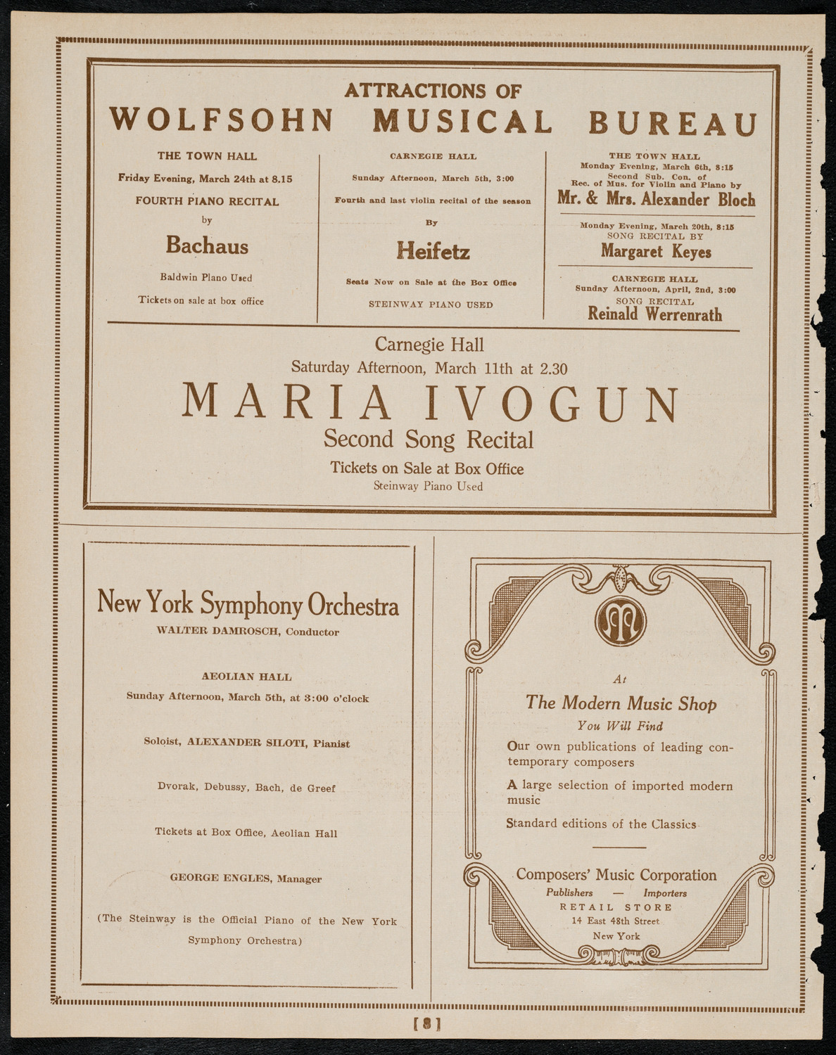 Intercollegiate Glee Club Contest, March 4, 1922, program page 8