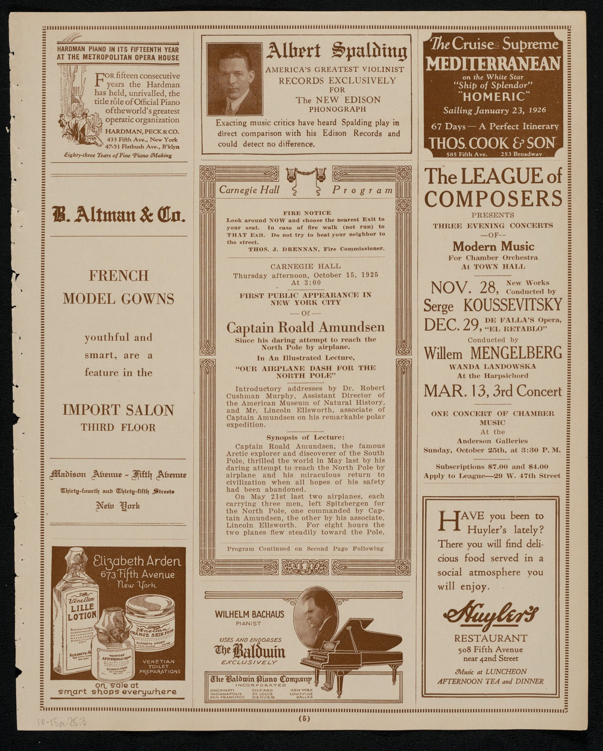Lecture by Captain Roald Amundsen, October 15, 1925, program page 5