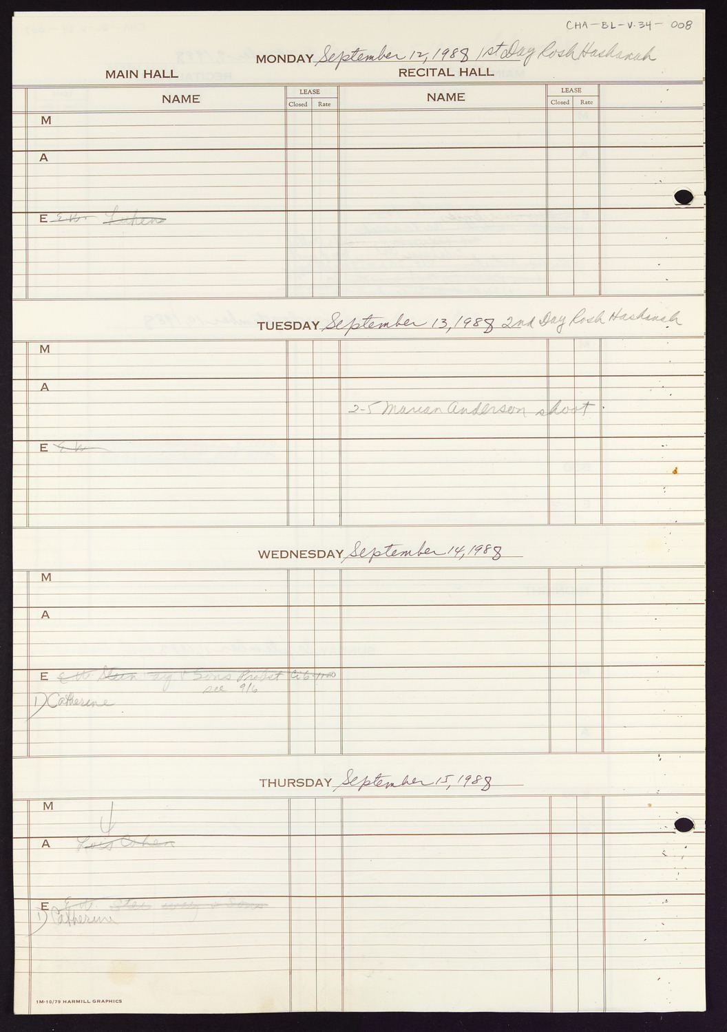 Carnegie Hall Booking Ledger, volume 34, page 8