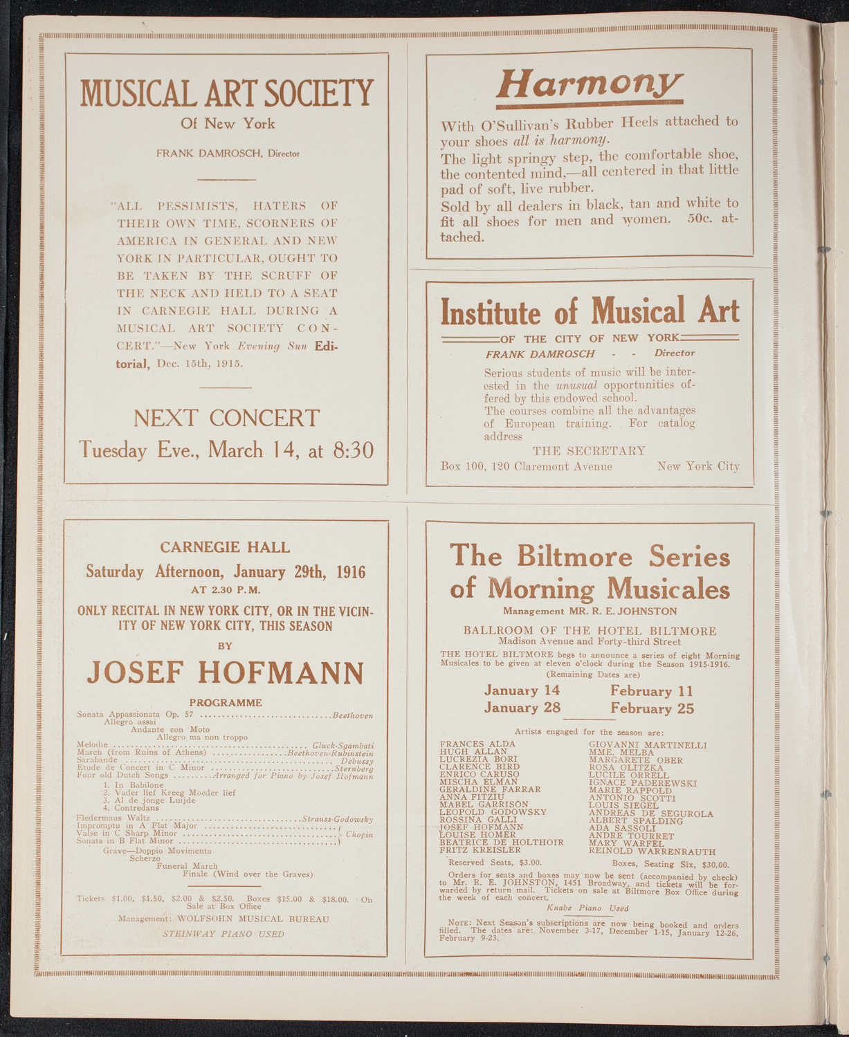 Oratorio Society of New York, December 28, 1915, program page 2