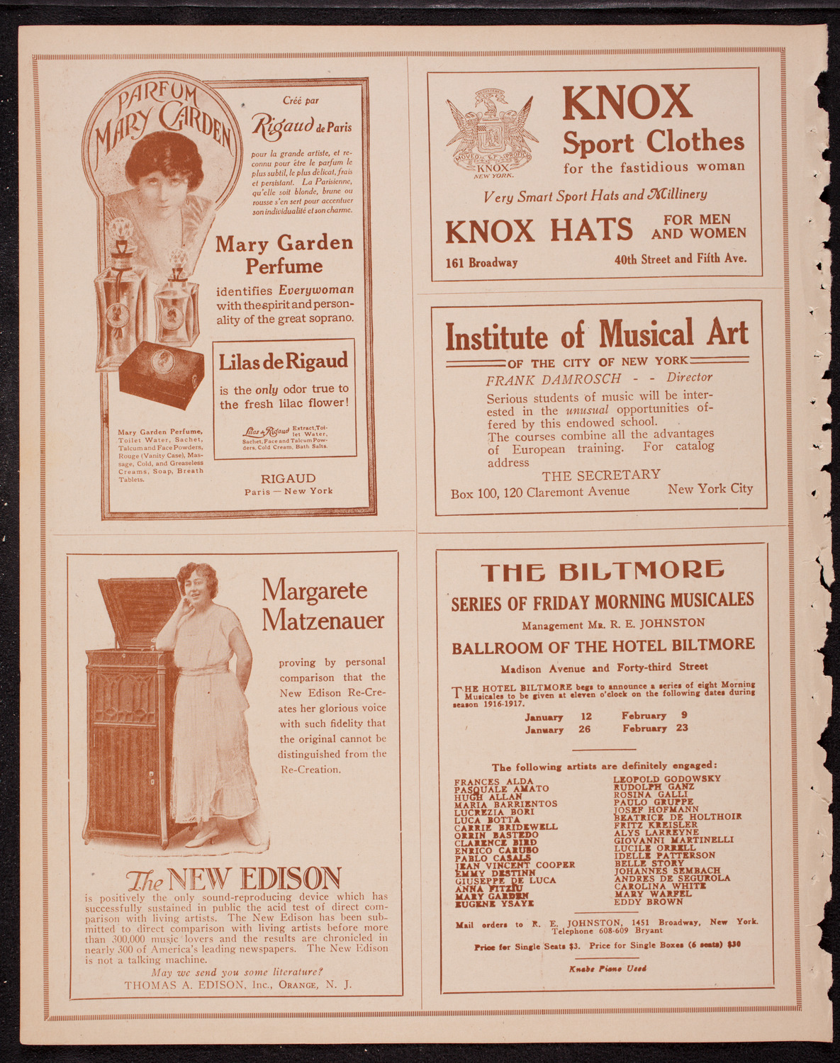 New York Philharmonic, December 14, 1916, program page 2