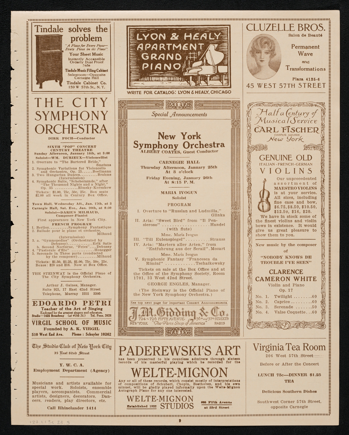 Isadora Duncan, Dancer, January 13, 1923, program page 9