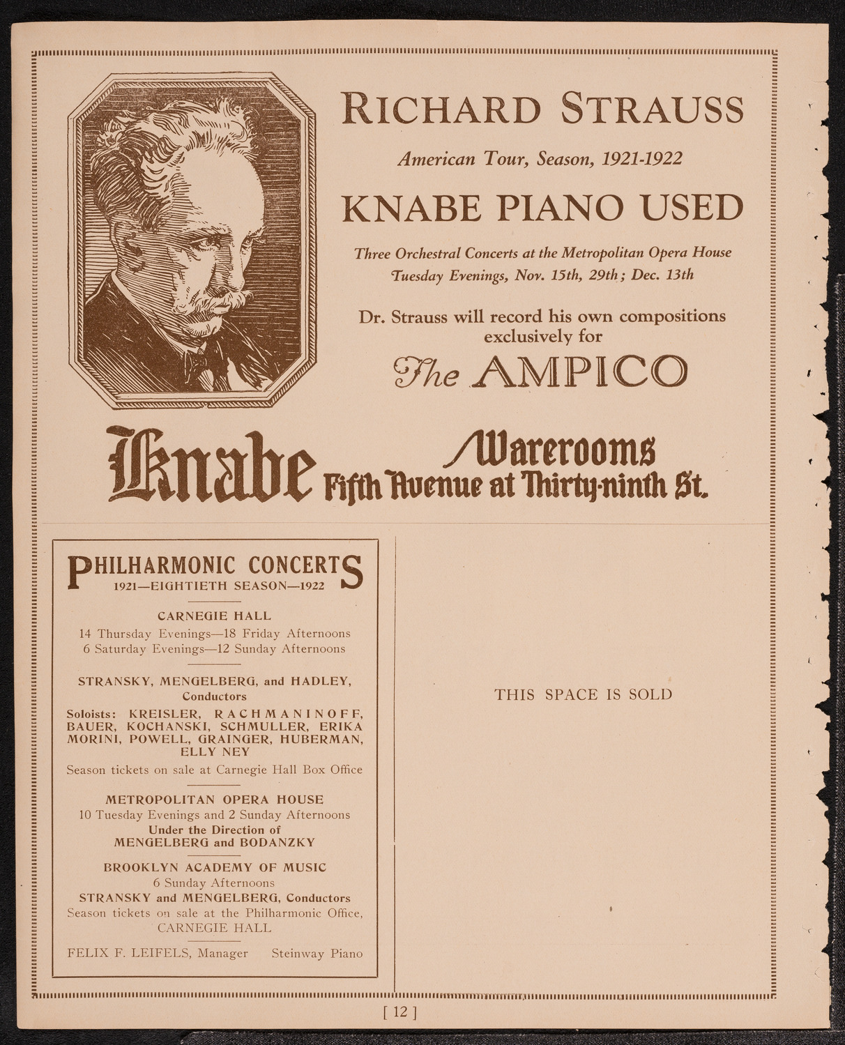 Gala Concert Presented by Maurice Frank, October 22, 1921, program page 12