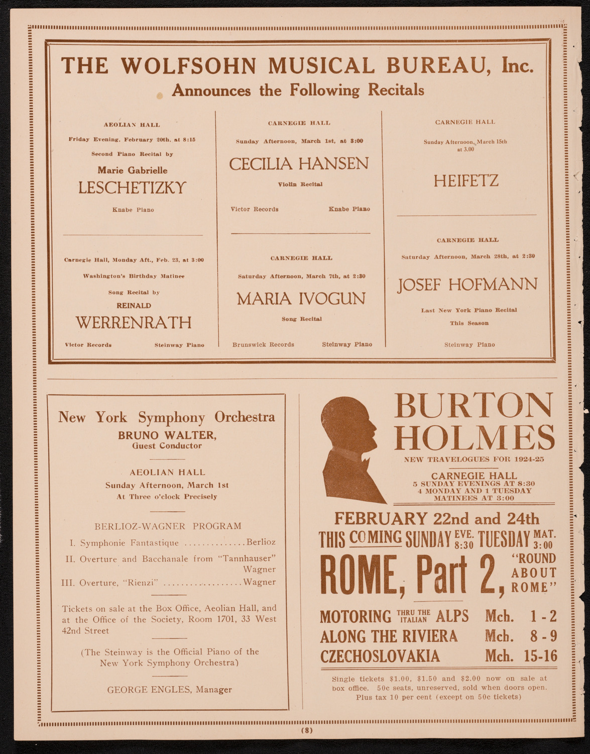 State Symphony Orchestra of New York, February 20, 1925, program page 8