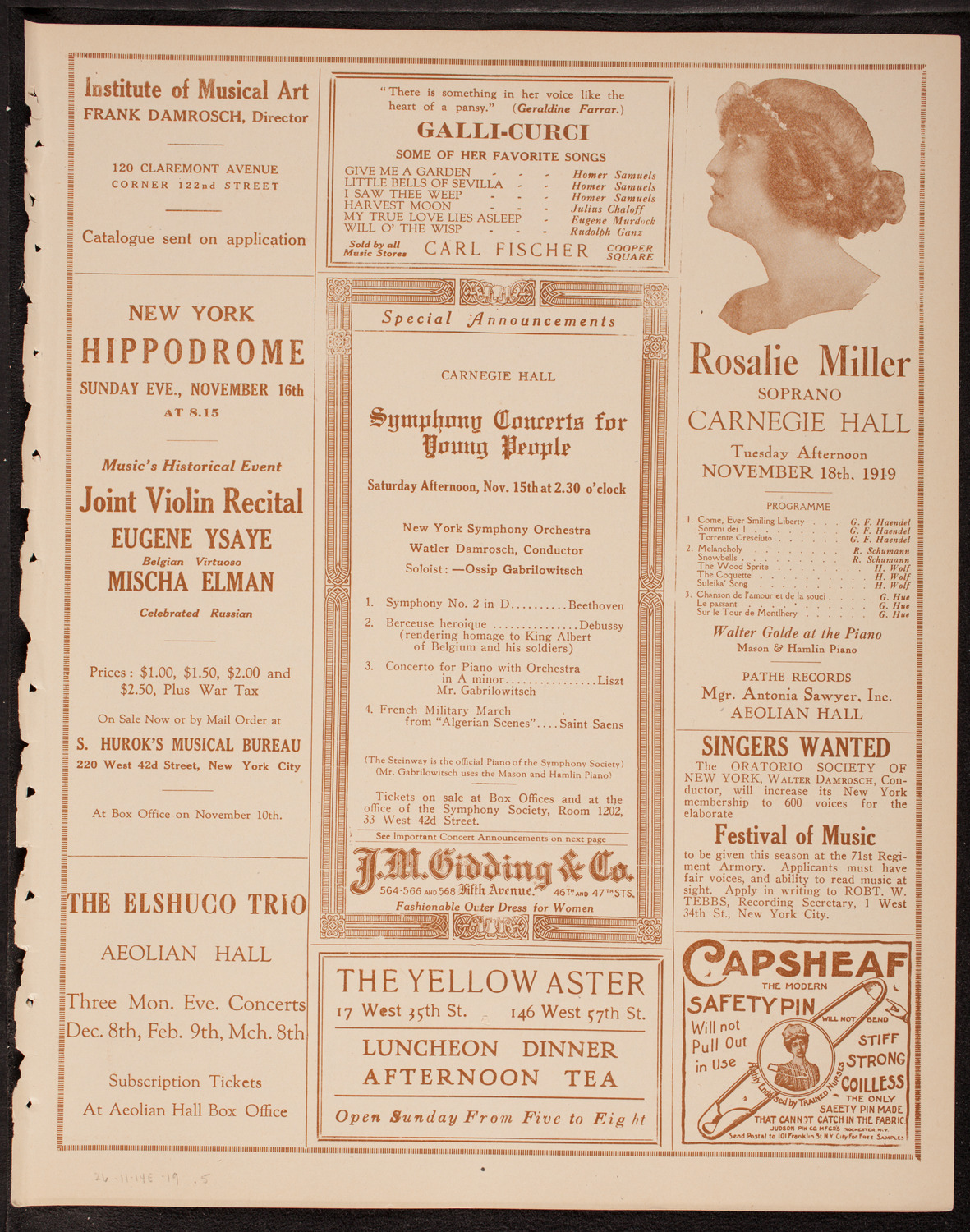 John Powell, Piano, November 14, 1919, program page 9