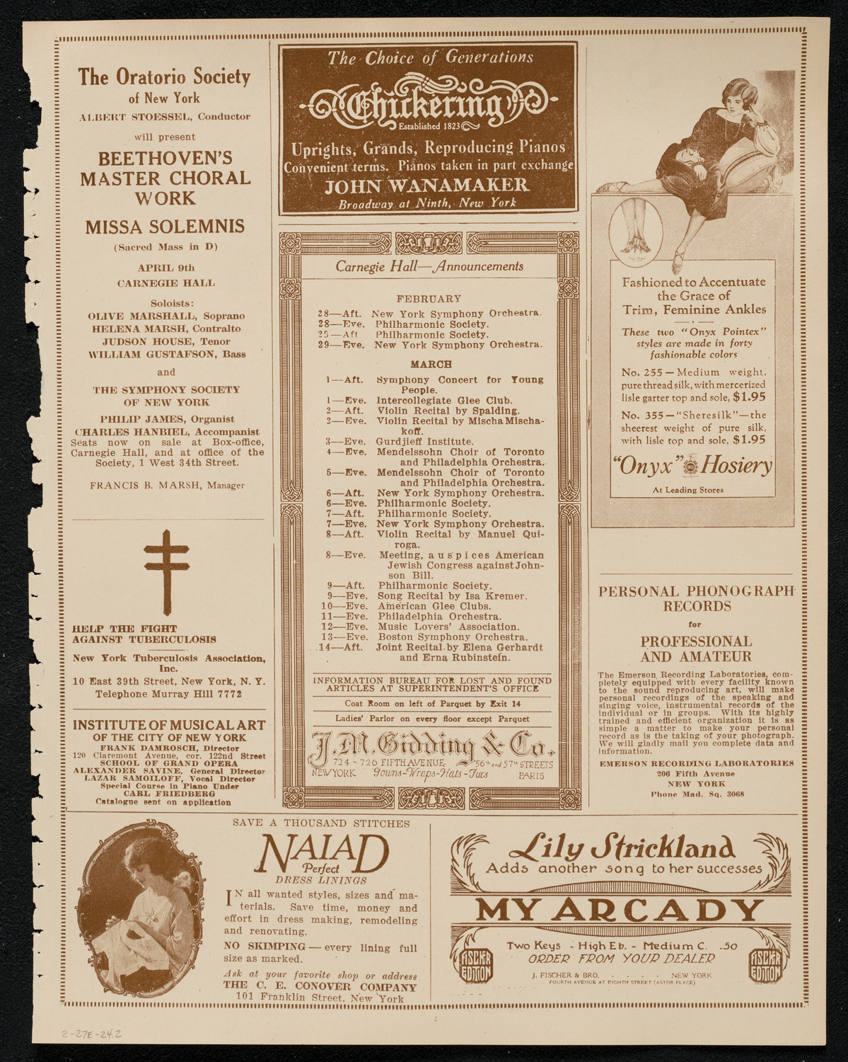 New York Philharmonic Students' Concert, February 27, 1924, program page 3