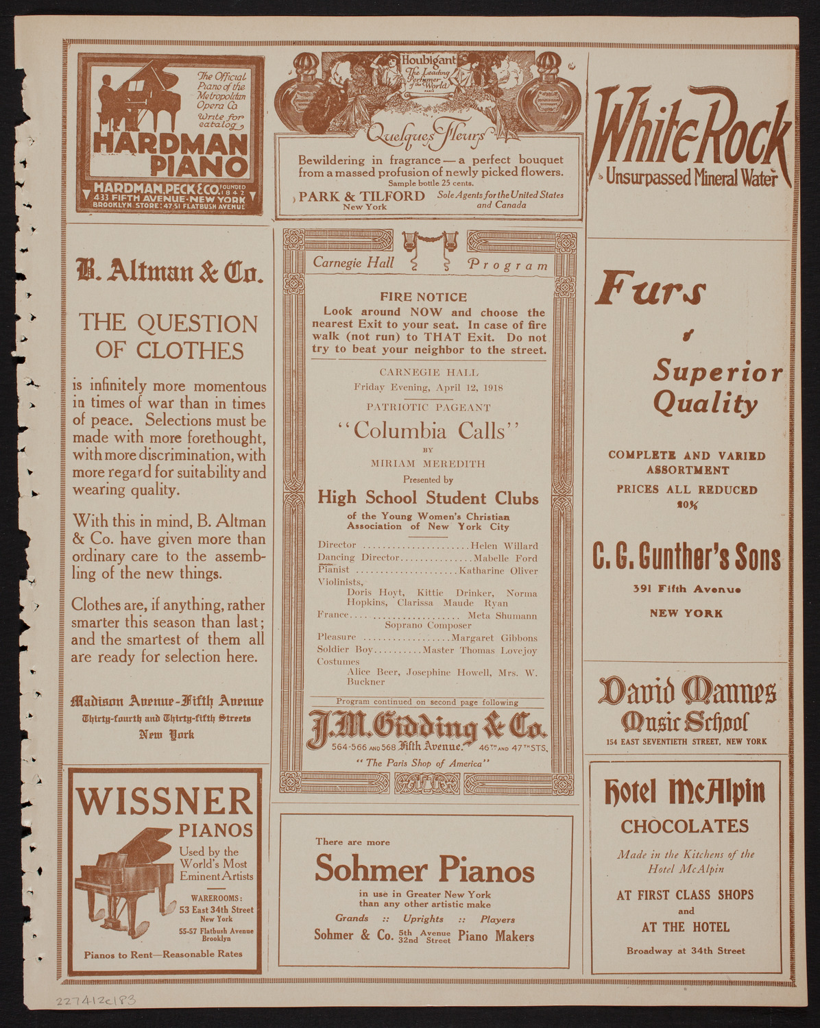 Y.W.C.A Patriotic Pageant, April 12, 1918, program page 5