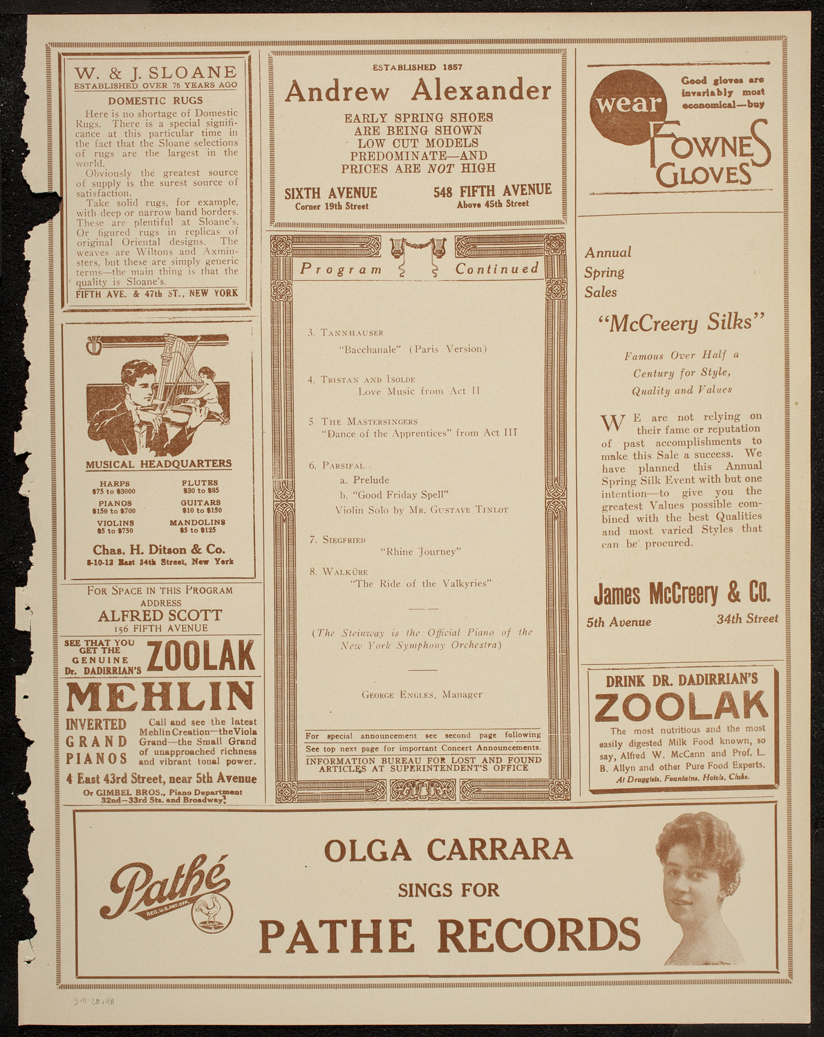 New York Symphony Orchestra, March 11, 1920, program page 7