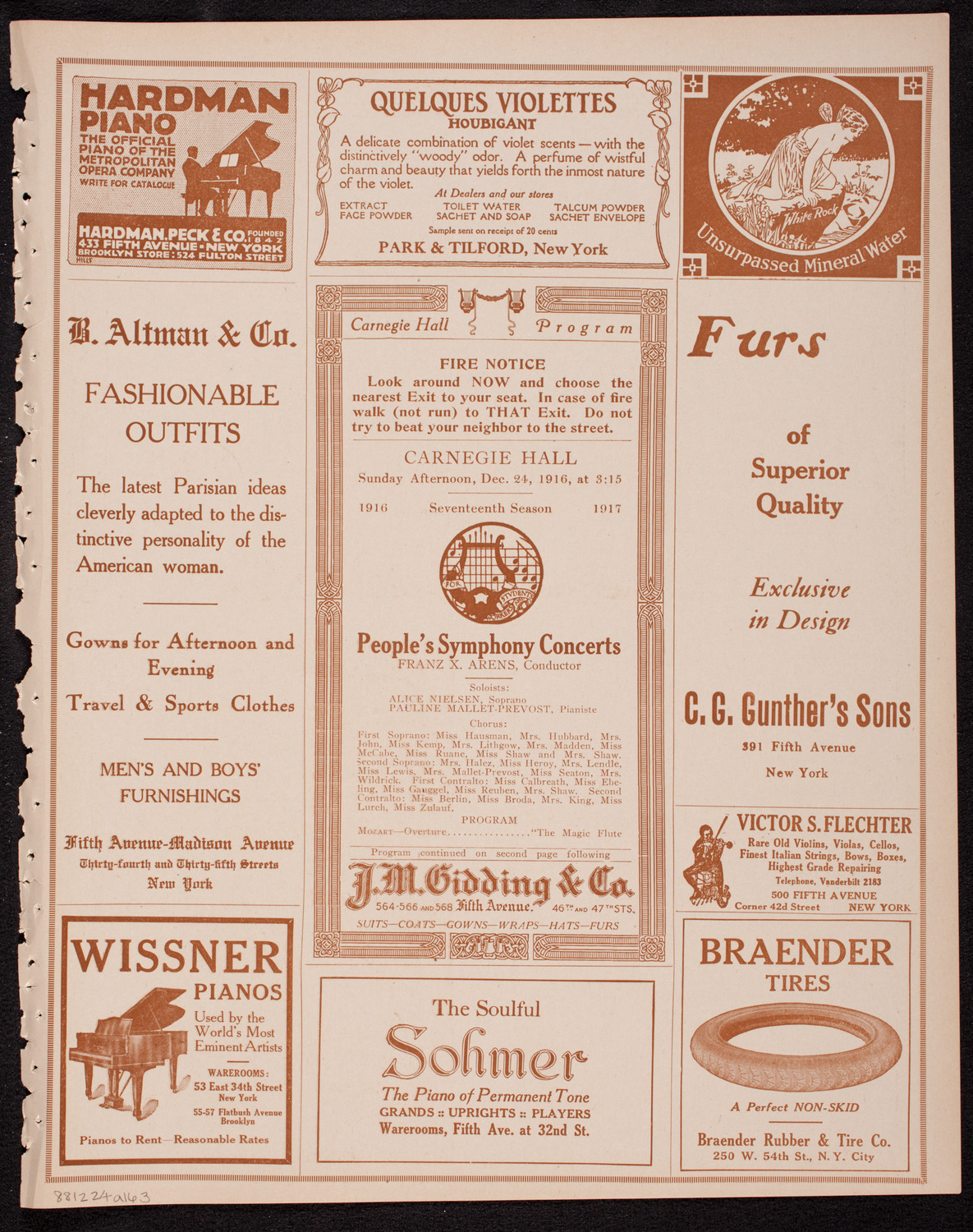 People's Symphony Concert, December 24, 1916, program page 5