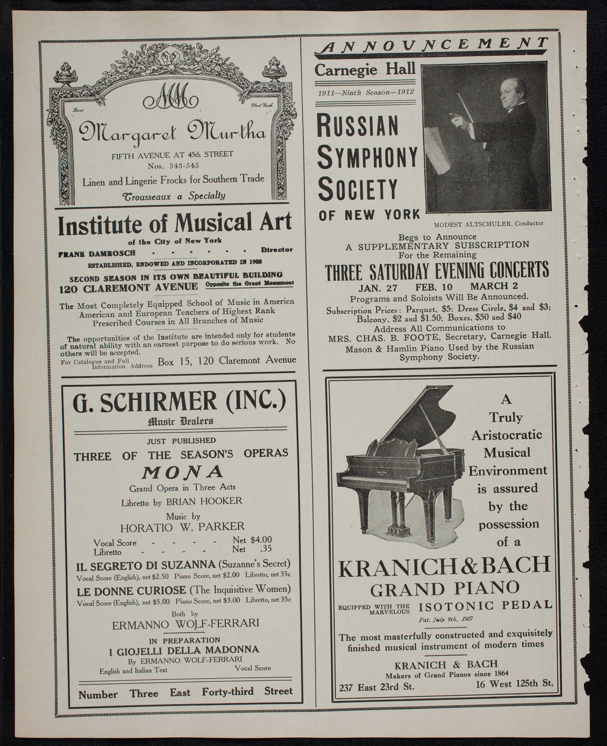 New York Philharmonic, December 10, 1911, program page 6