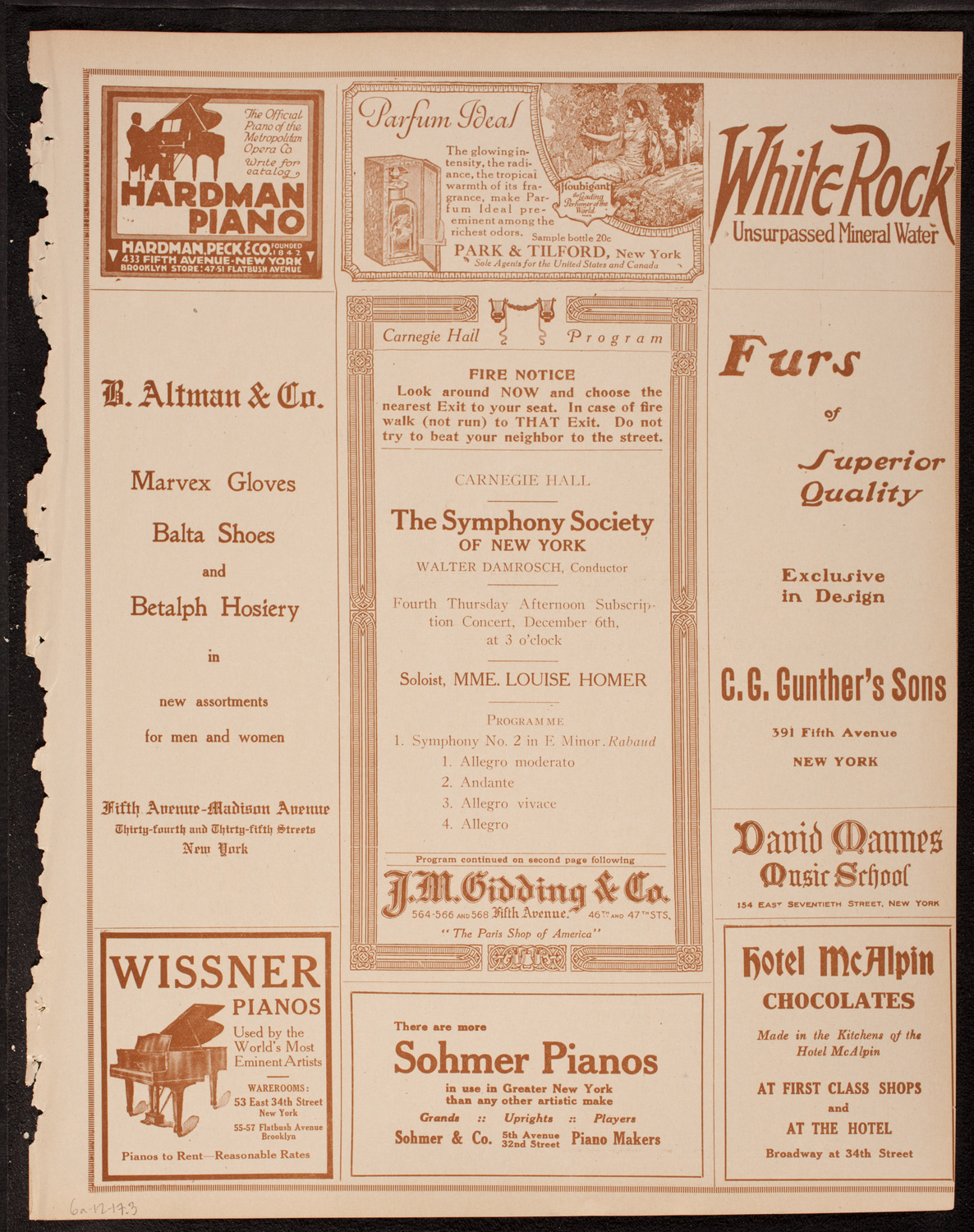 New York Symphony Orchestra, December 6, 1917, program page 5