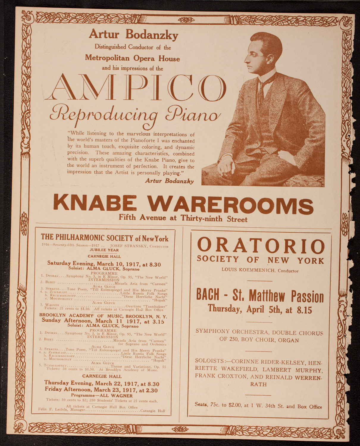 New York Philharmonic, March 9, 1917, program page 12