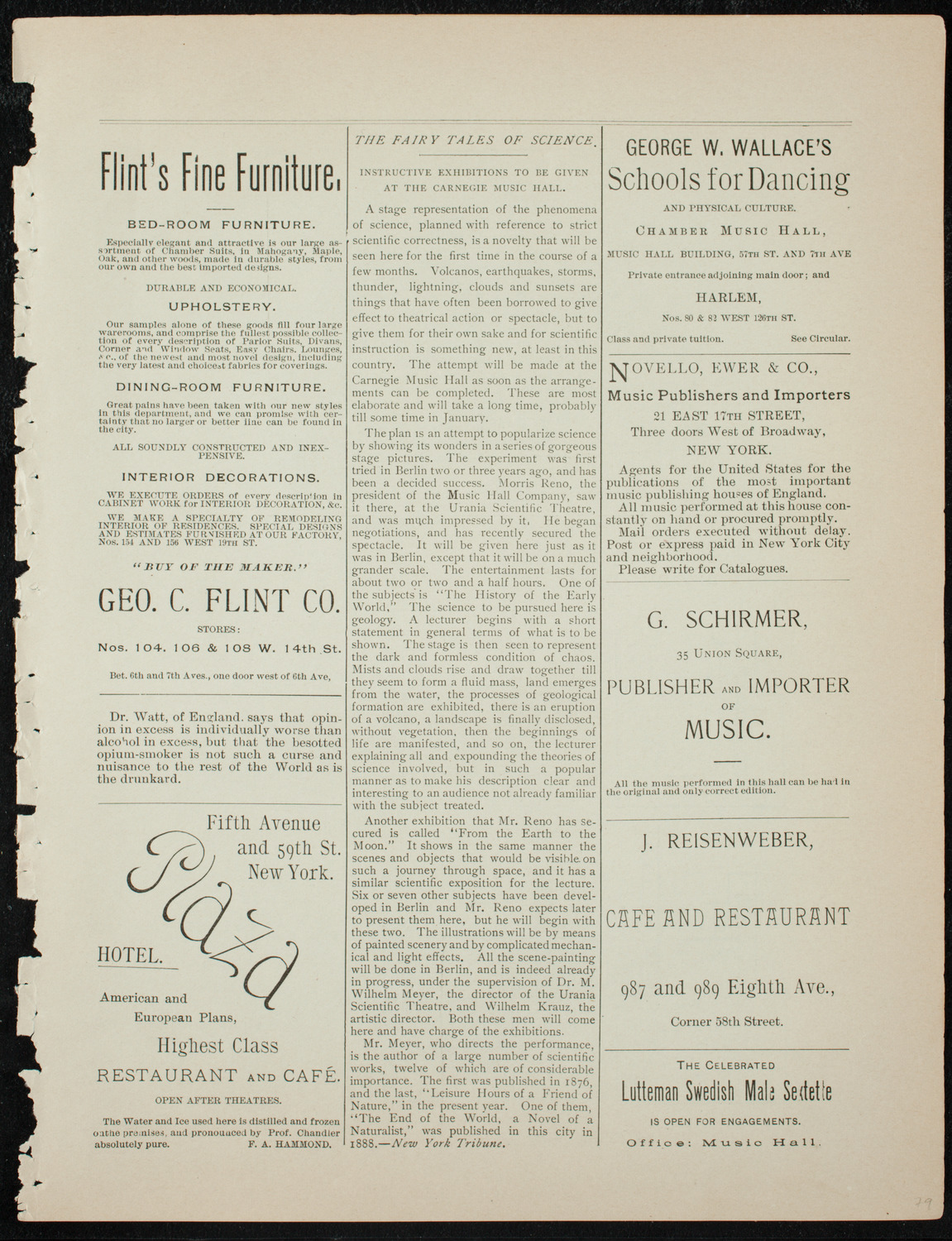 Damrosch Sunday Concert, November 15, 1891, program page 9